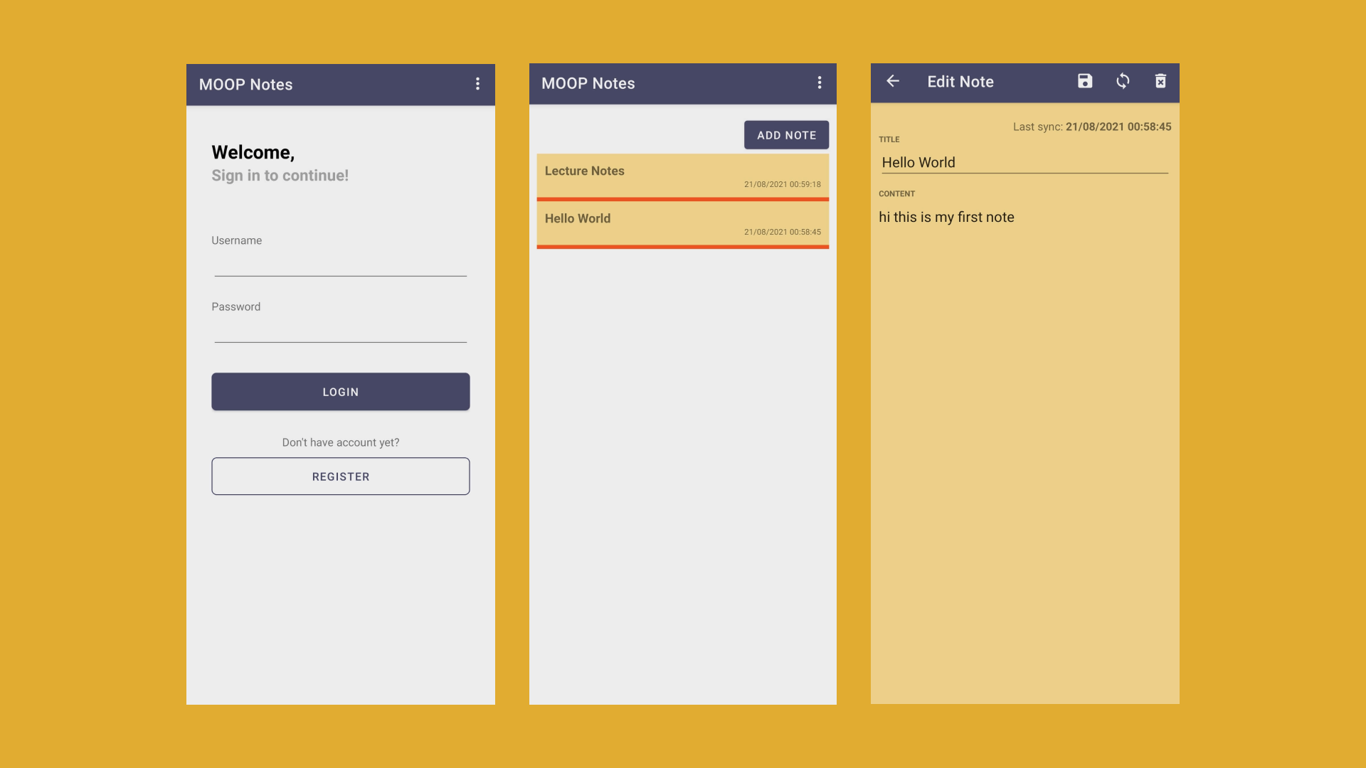 MOOP Notes - Android Java
